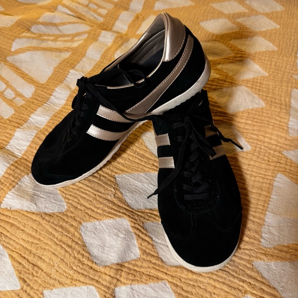 Gola Bullet Pearl Black and Gold Nubuck Suede Women's Sneakers - Picture 1 of 8